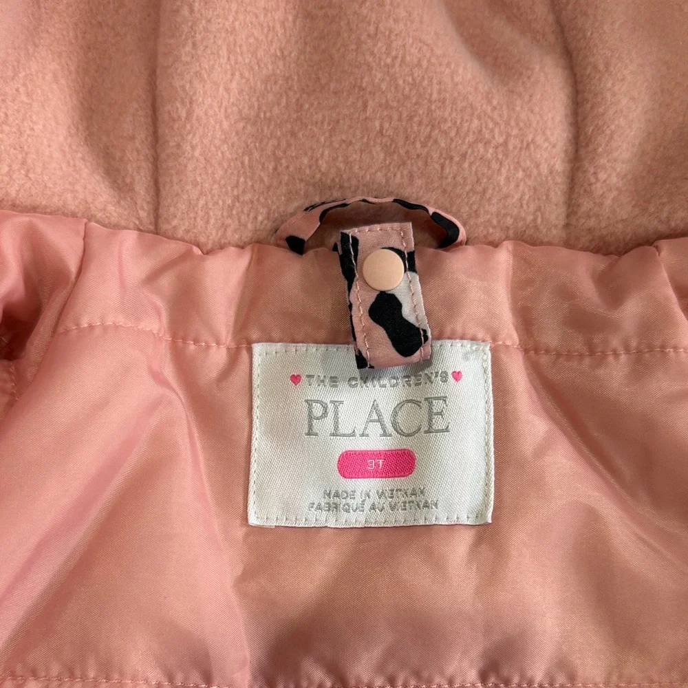 The Children's Place Pink Leopard Puffer hooded Jacket